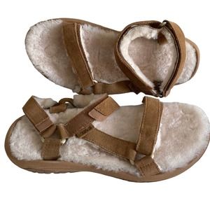 Teva Hurricane Shearling Sandals Women’s 10 Pecan UGG Soft Comfortable Suede